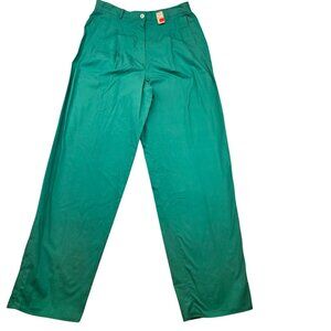 Vintage Nell Flowers High Waist Trouser 10 Green Deadstock Cotton Colorful Retro